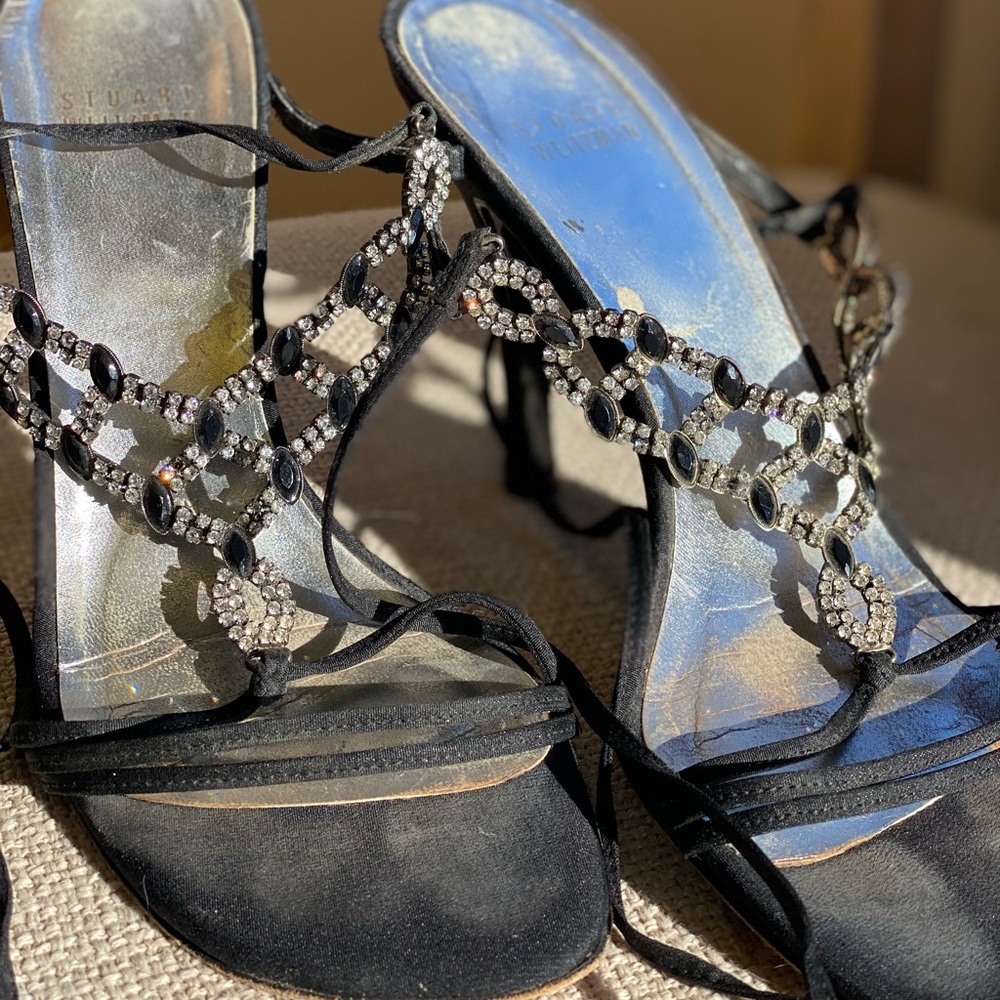 Stuart Weitzman Womens high heel pumps diamonds leg wrap *vintage* *rare*